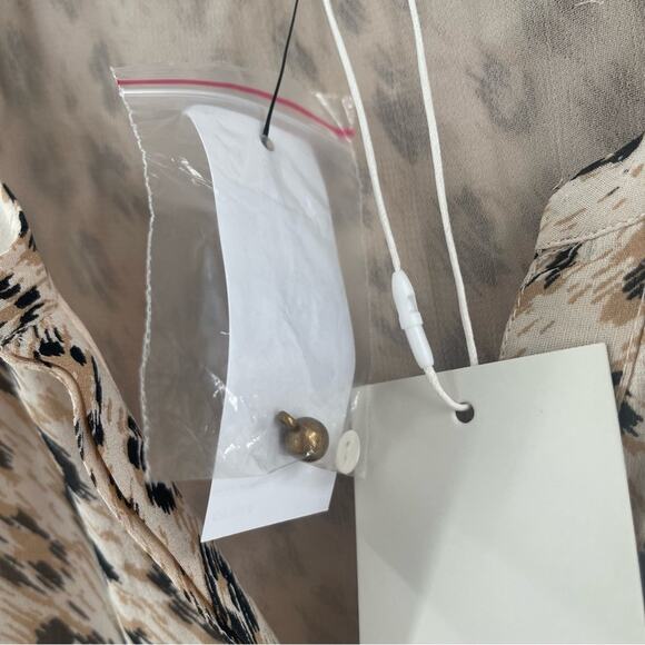 JOIE Blouse Medium Cordell 100% Silk Animal Print Cappuccino Business Office NWT - Picture 7 of 16